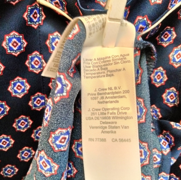 J. Crew Navy Printed Pajama Style Blouse Size XXL - Picture 8 of 10
